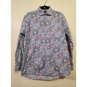 Alan Flusser Paisley Button Down Shirt Mens Size M Long Sleeve Business Work‎